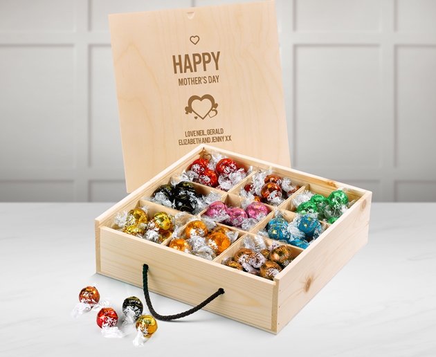 Mother's Day Lindor Truffle Gift Box With Engraved Personalised Lid